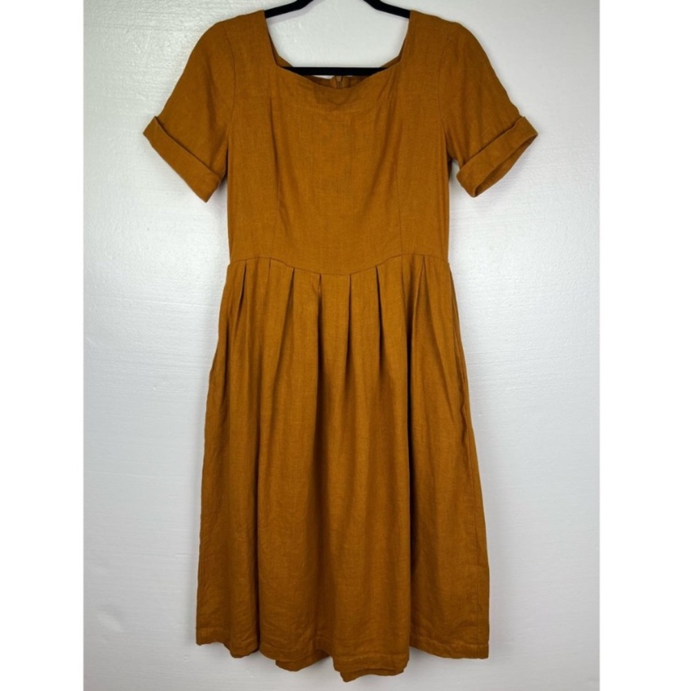 OffOn Linen Small Mustard Dress Etsy